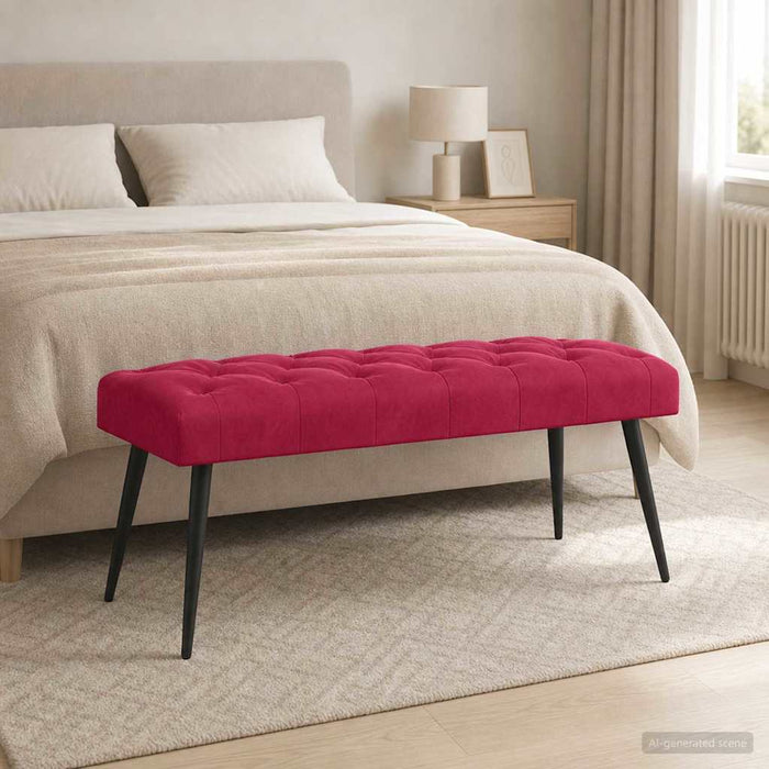 Bancă cu butoane capitonate Roșu Vin 110 x 40 x 46 cm Catifea - WALTI WALTI