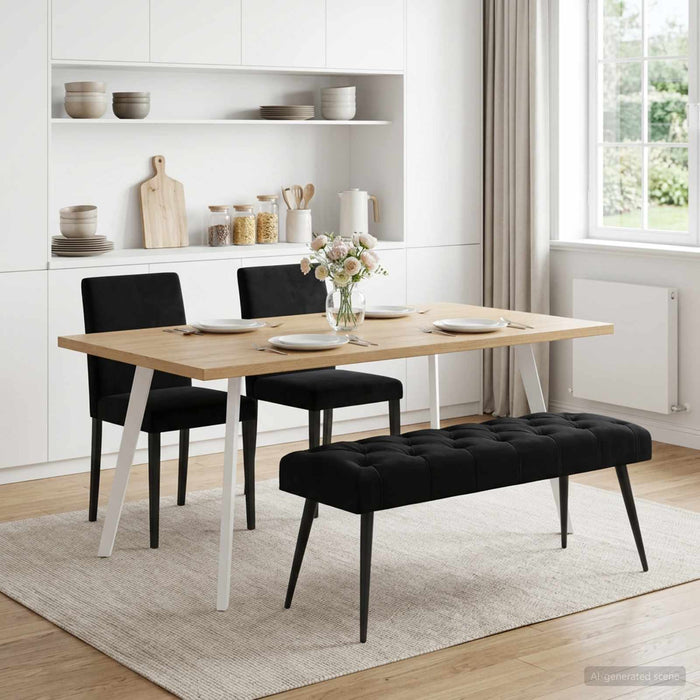 Bancă cu butoane capitonate Negru 110 x 40 x 46 cm Catifea - WALTI WALTI
