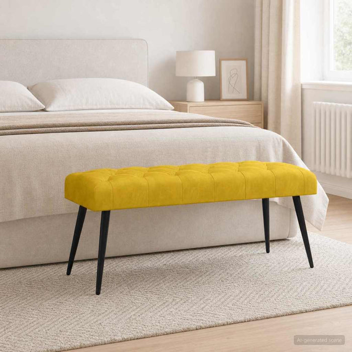 Bancă cu butoane capitonate Galben 110 x 40 x 46 cm Catifea - WALTI WALTI
