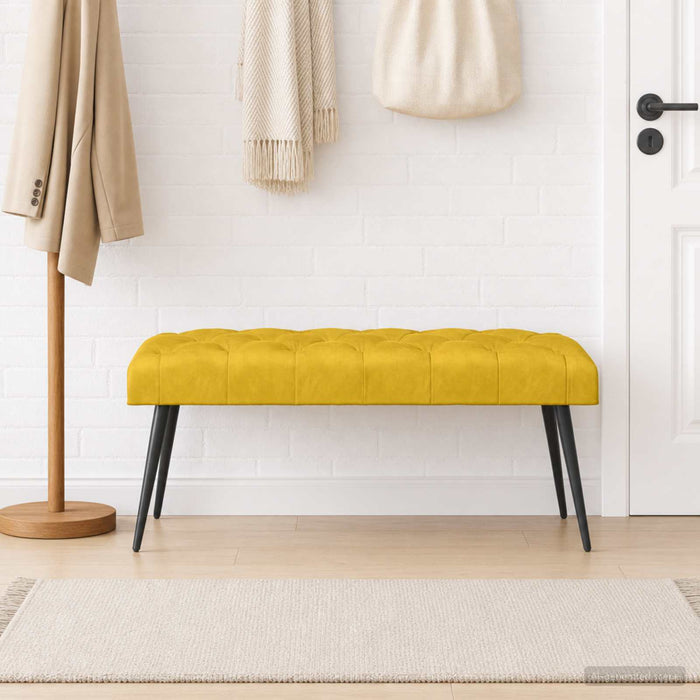 Bancă cu butoane capitonate Galben 110 x 40 x 46 cm Catifea - WALTI WALTI