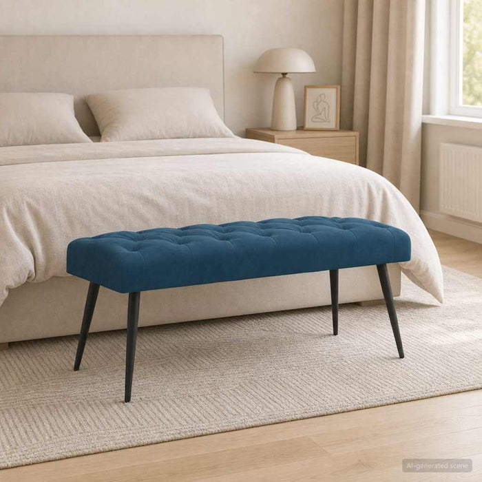 Bancă cu butoane capitonate albastru 110 x 40 x 46 cm Catifea - WALTI WALTI