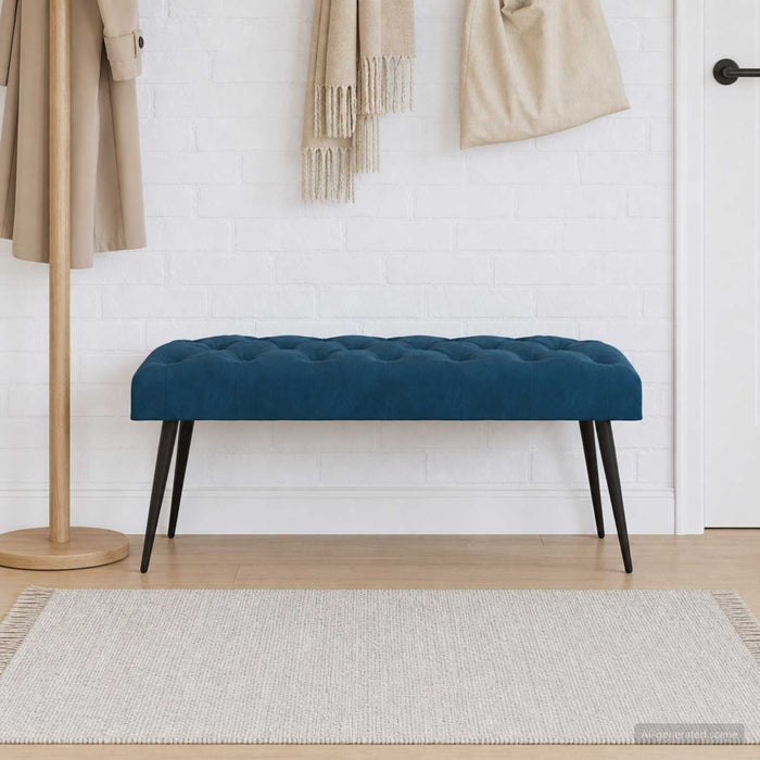 Bancă cu butoane capitonate albastru 110 x 40 x 46 cm Catifea - WALTI WALTI
