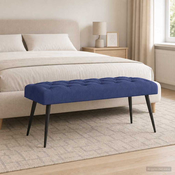 Bancă cu butoane capitonate Albastru Poliție 110 x 40 x 46 cm - WALTI WALTI