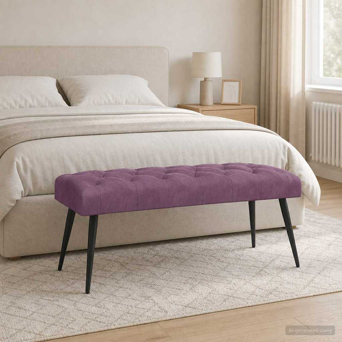 Bancă cu butoane capitonate Violet 110 x 40 x 46 cm Catifea - WALTI WALTI