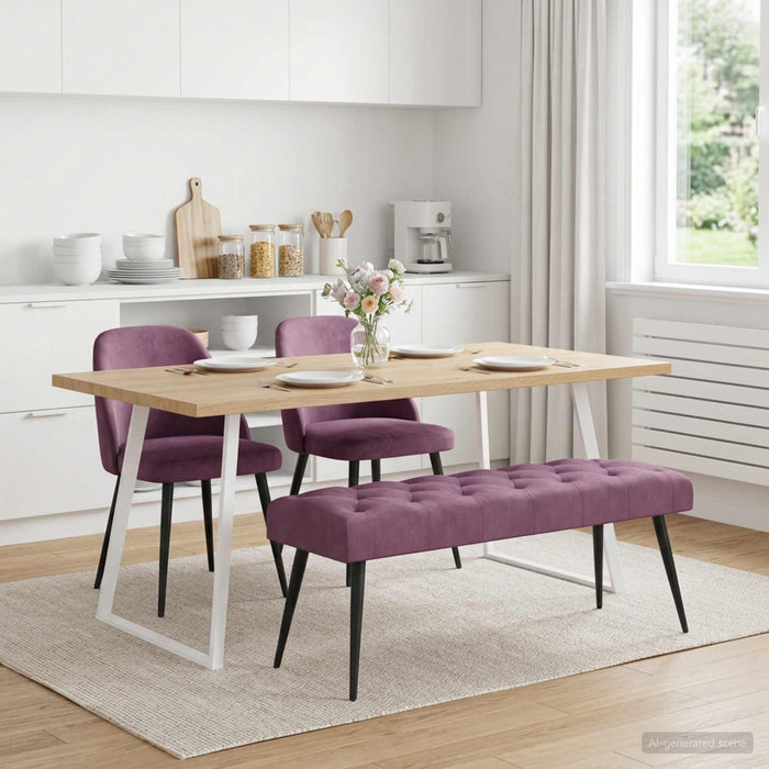 Bancă cu butoane capitonate Violet 110 x 40 x 46 cm Catifea - WALTI WALTI