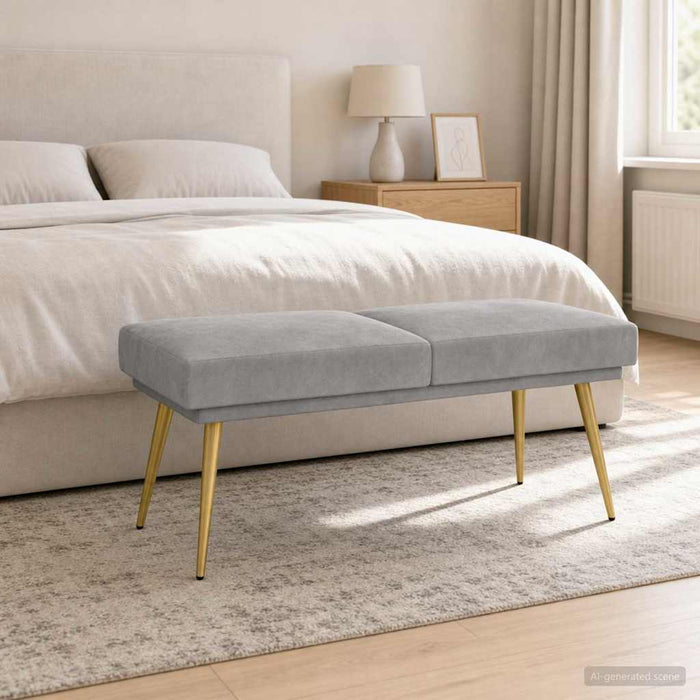 Bancă cu două straturi Gri deschis 120 x 45 x 46 cm Catifea - WALTI WALTI