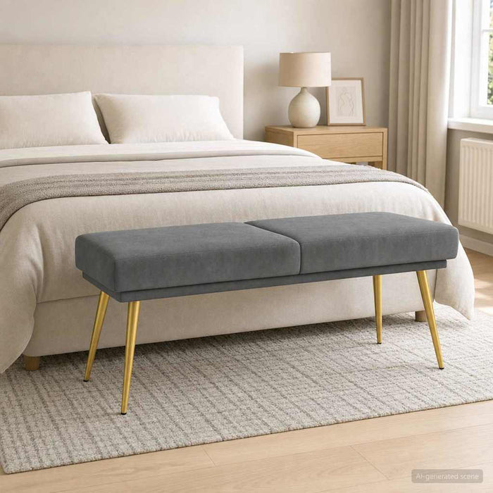 Bancă cu două straturi Gri închis 120 x 45 x 46 cm Catifea - WALTI WALTI