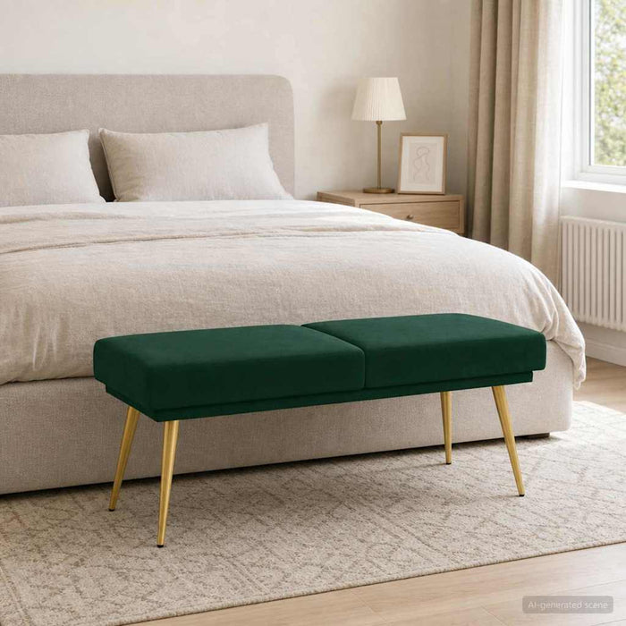 Bancă cu două straturi Verde închis 120 x 45 x 46 cm Catifea - WALTI WALTI