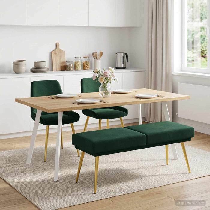 Bancă cu două straturi Verde închis 120 x 45 x 46 cm Catifea - WALTI WALTI