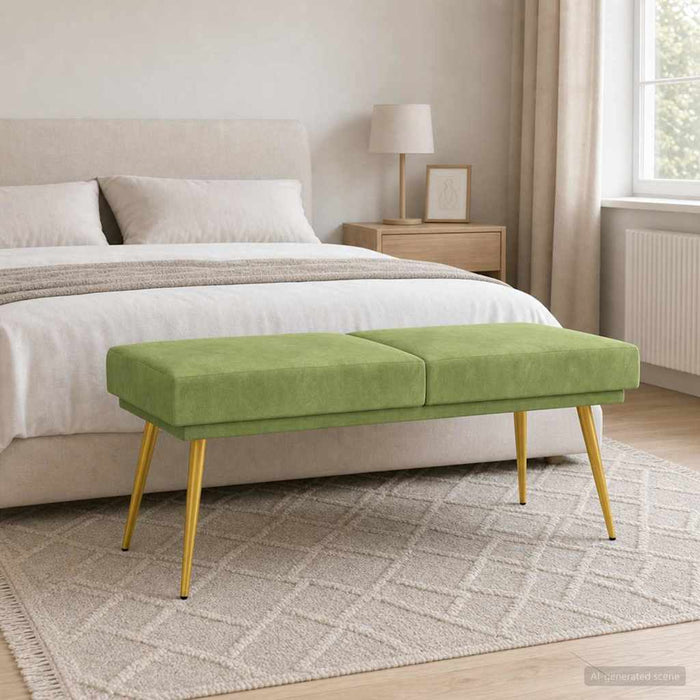 Bancă cu două straturi Verde deschis 120 x 45 x 46 cm Catifea - WALTI WALTI