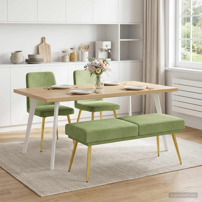 Bancă cu două straturi Verde deschis 120 x 45 x 46 cm Catifea - WALTI WALTI