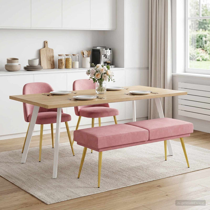 Bancă cu două straturi Roz 120 x 45 x 46 cm Catifea - WALTI WALTI