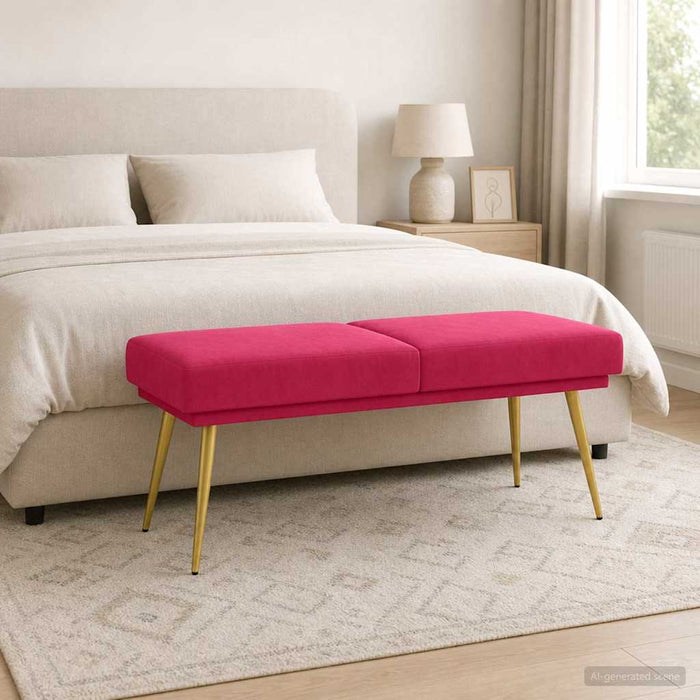 Bancă cu două straturi Roșu Vin 120 x 45 x 46 cm Catifea - WALTI WALTI