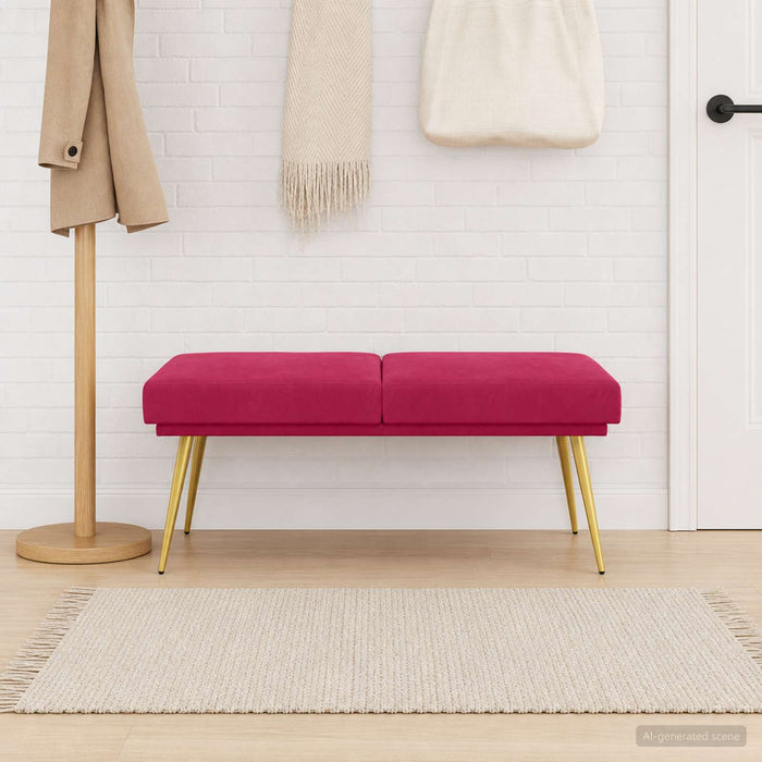 Bancă cu două straturi Roșu Vin 120 x 45 x 46 cm Catifea - WALTI WALTI