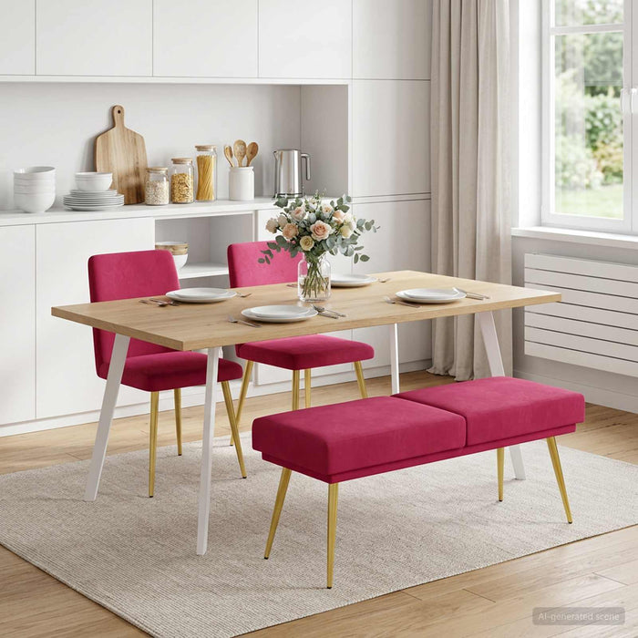 Bancă cu două straturi Roșu Vin 120 x 45 x 46 cm Catifea - WALTI WALTI