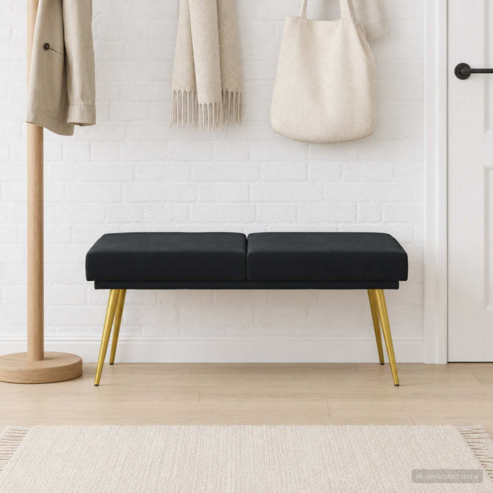 Bancă cu două straturi Negru 120 x 45 x 46 cm Catifea - WALTI WALTI
