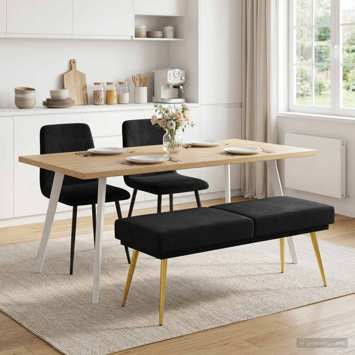 Bancă cu două straturi Negru 120 x 45 x 46 cm Catifea - WALTI WALTI