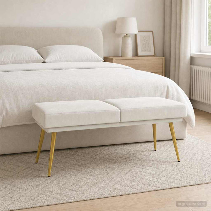 Bancă cu două straturi Crem 120 x 45 x 46 cm Catifea - WALTI WALTI