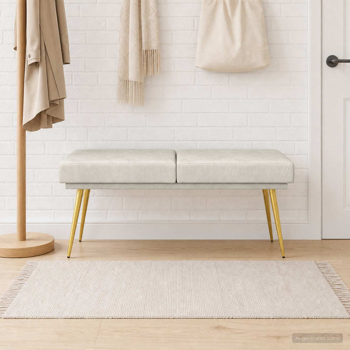 Bancă cu două straturi Crem 120 x 45 x 46 cm Catifea - WALTI WALTI