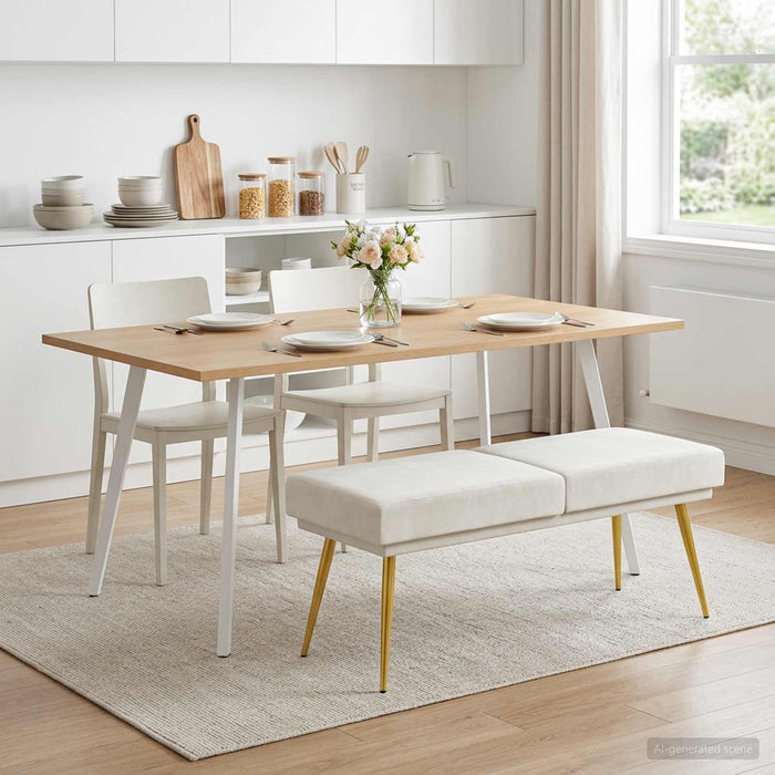 Bancă cu două straturi Crem 120 x 45 x 46 cm Catifea - WALTI WALTI