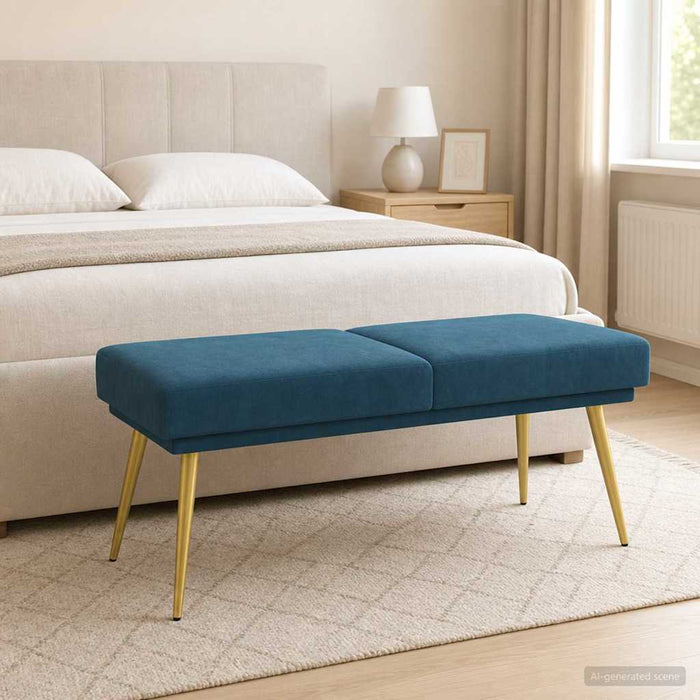 Bancă cu două straturi albastru 120 x 45 x 46 cm Catifea - WALTI WALTI