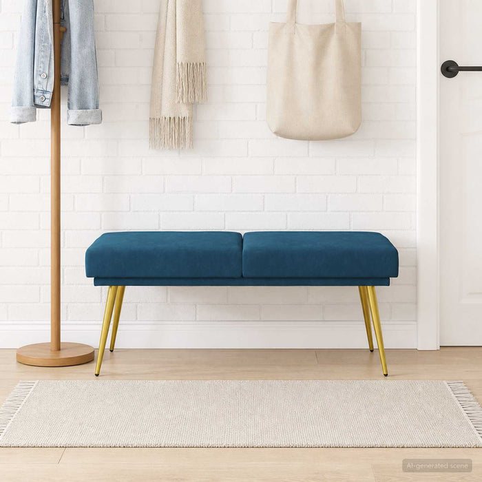 Bancă cu două straturi albastru 120 x 45 x 46 cm Catifea - WALTI WALTI