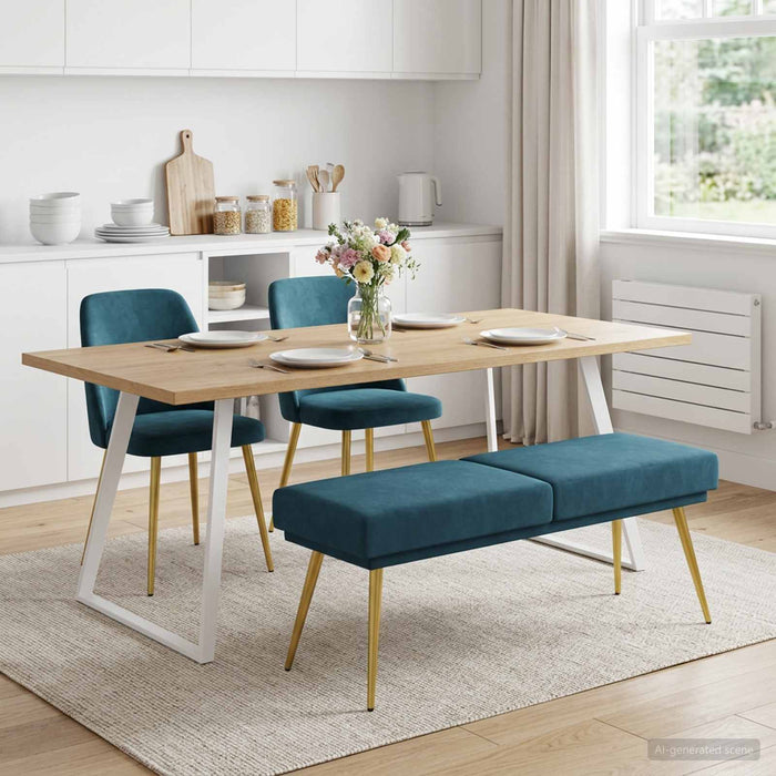 Bancă cu două straturi albastru 120 x 45 x 46 cm Catifea - WALTI WALTI