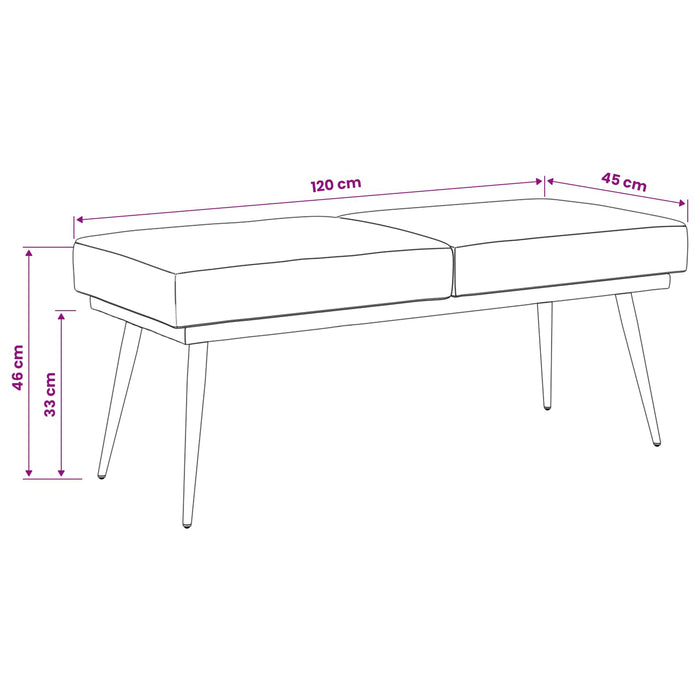 Bancă cu două straturi albastru 120 x 45 x 46 cm Catifea WALTI