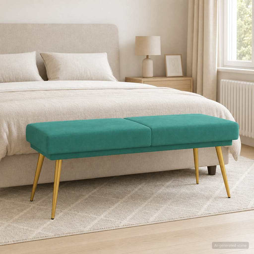Bancă cu două straturi Turcoaz 120 x 45 x 46 cm Catifea - WALTI WALTI
