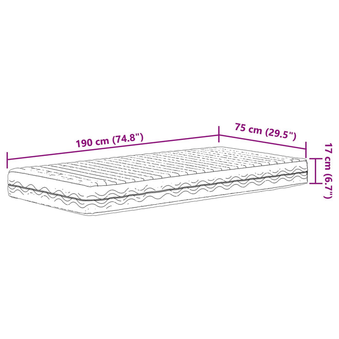 Saltea din spumă H2 și H3 75 x 190 cm Alb WALTI