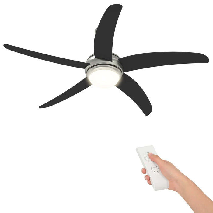 Ventilator de tavan cu lumina și telecomandă Ø 130 cm Negru WALTI