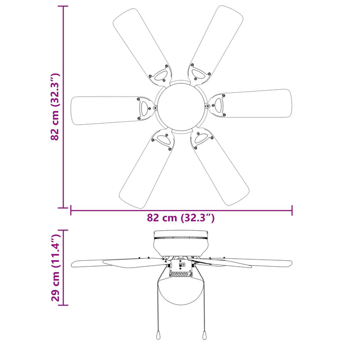Ventilator de tavan cu lumină Ø 82 cm Negru WALTI