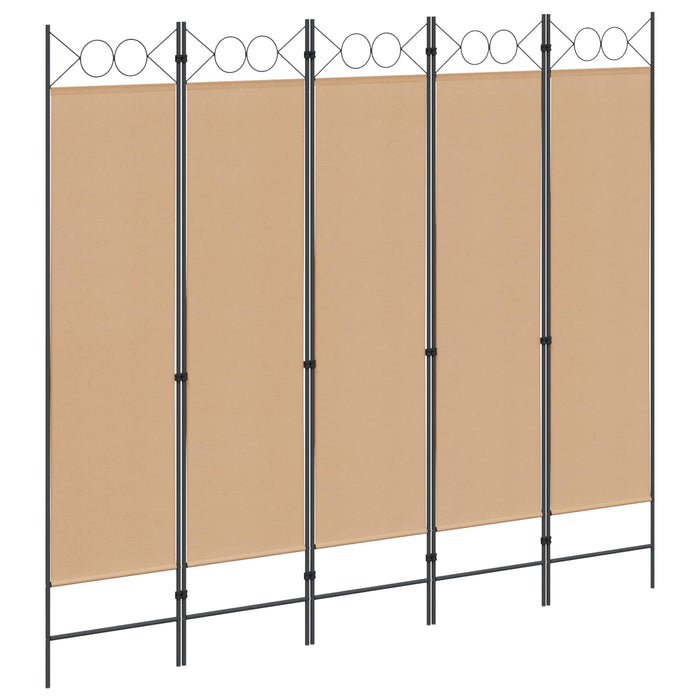 Separator de cameră cu 5 panouri Bej 200 x 180 cm Țesătură WALTI