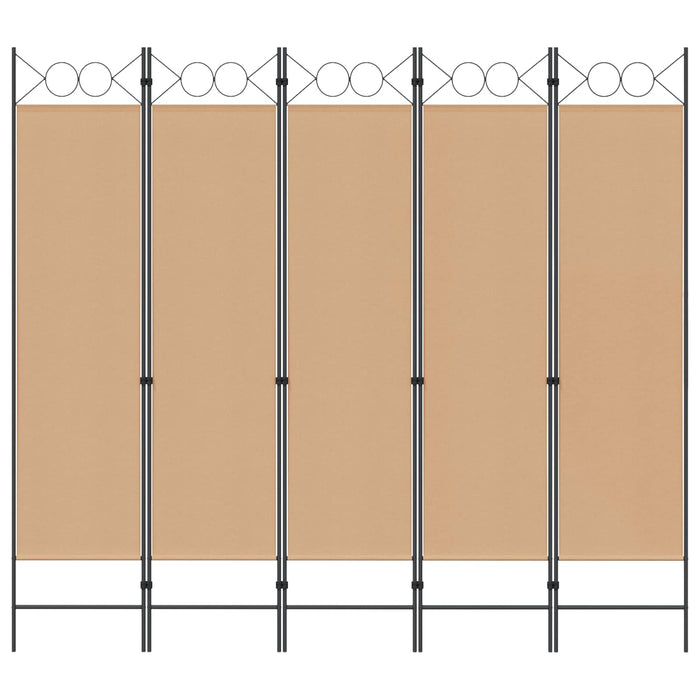 Separator de cameră cu 5 panouri Bej 200 x 180 cm Țesătură WALTI