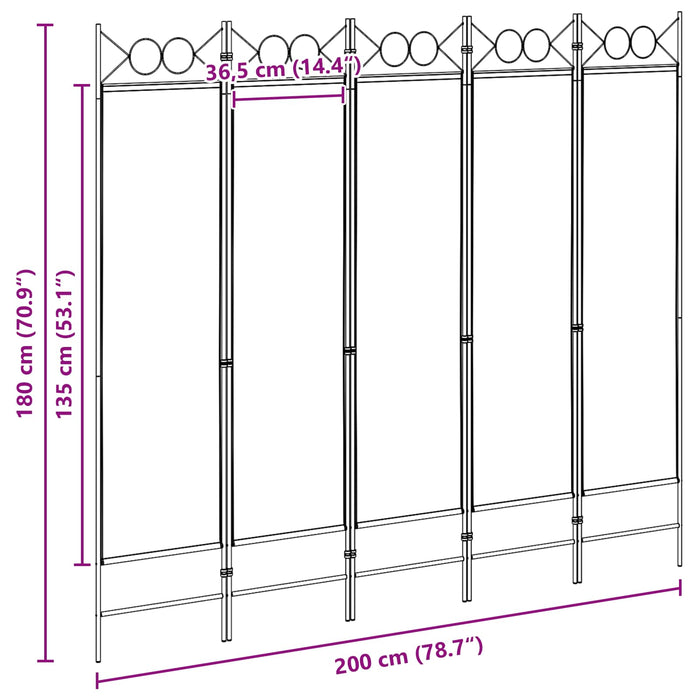 Separator de cameră cu 5 panouri Bej 200 x 180 cm Țesătură WALTI