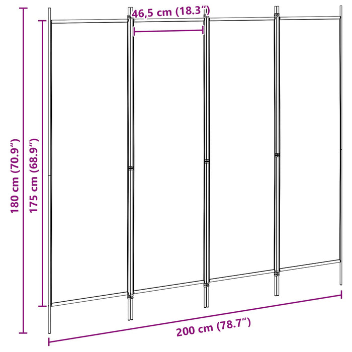 Separator de Cameră cu 4 Panouri Bej 200 x 180 cm Țesătură WALTI