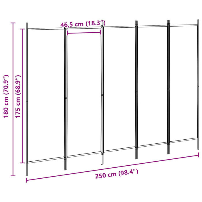 Separator de cameră cu 5 panouri Bej 250 x 180 cm Țesătură WALTI