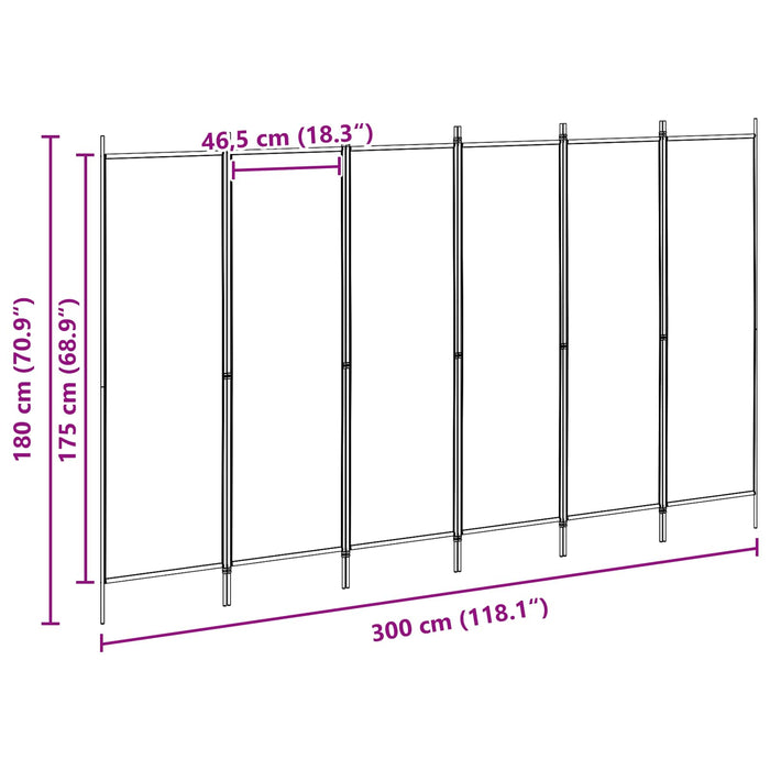 Paravan cu 6 panouri Bej 300 x 180 cm Țesătură WALTI