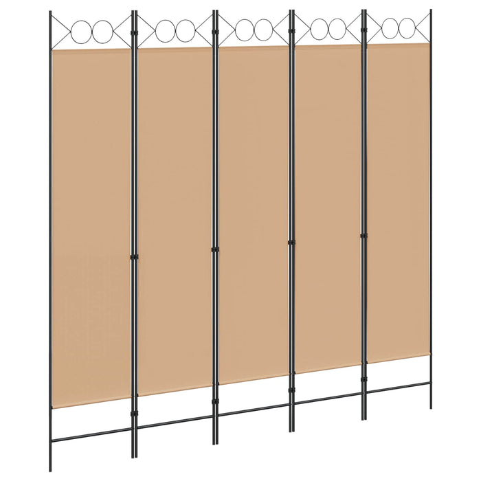 Separator de cameră cu 5 panouri Bej 200 x 200 cm Țesătură WALTI