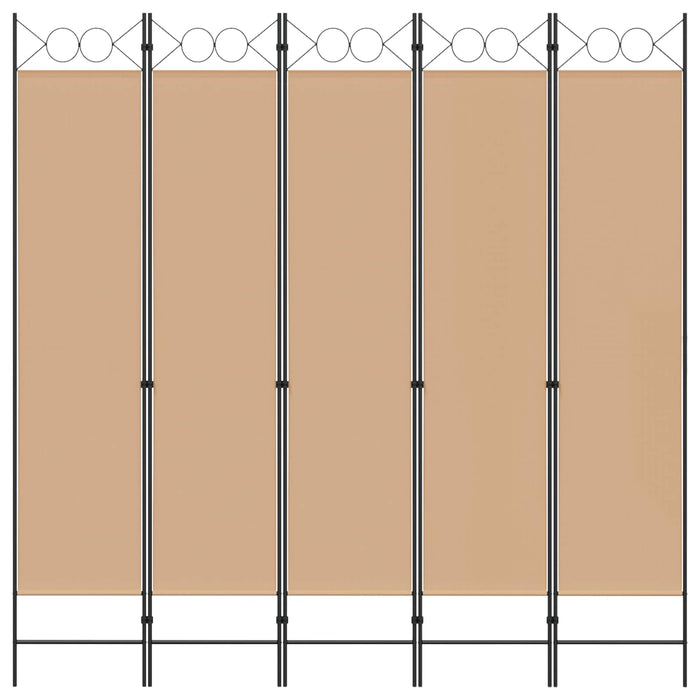 Separator de cameră cu 5 panouri Bej 200 x 200 cm Țesătură WALTI