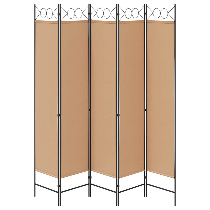 Separator de cameră cu 5 panouri Bej 200 x 200 cm Țesătură WALTI