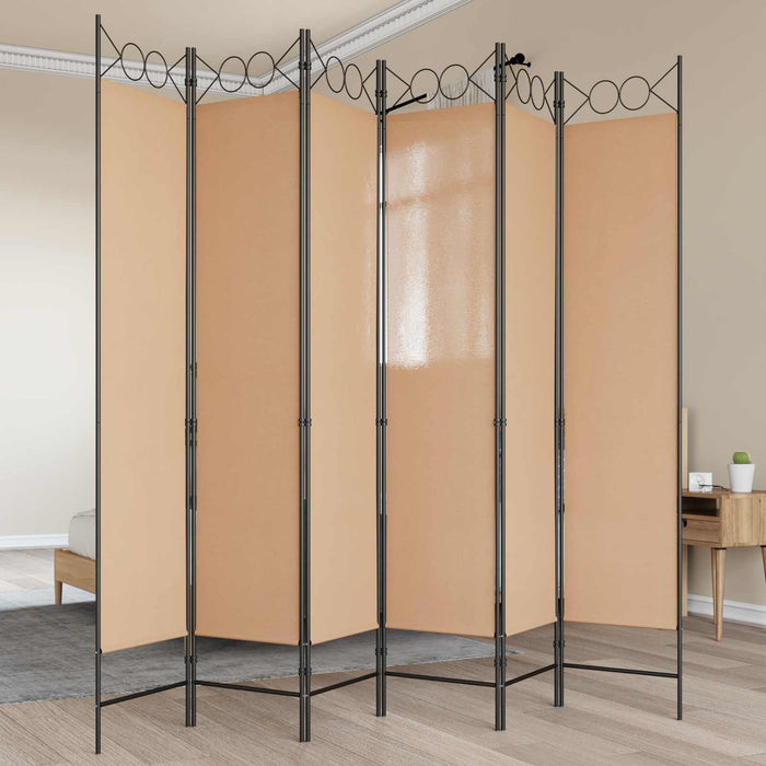 Paravan cu 6 panouri Bej 240 x 200 cm Țesătură WALTI