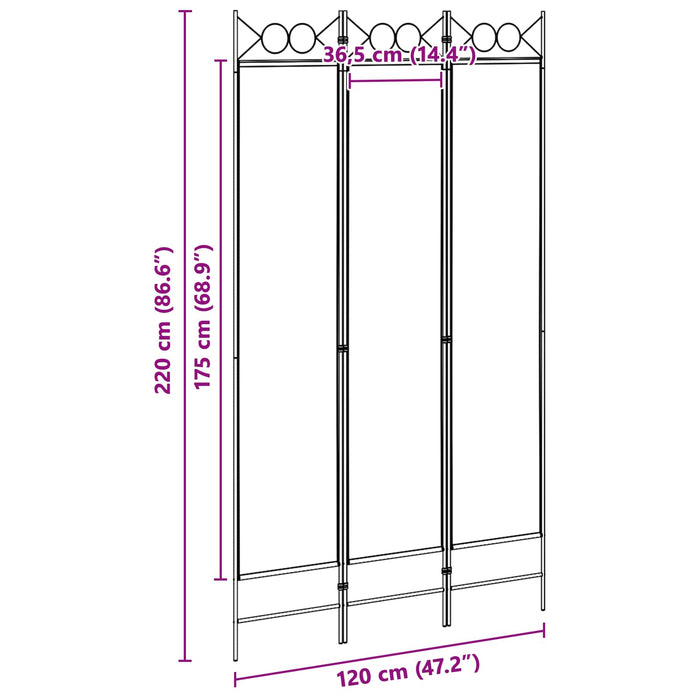 Paravan de camere cu 3 panouri Bej 120 x 220 cm Țesătură WALTI