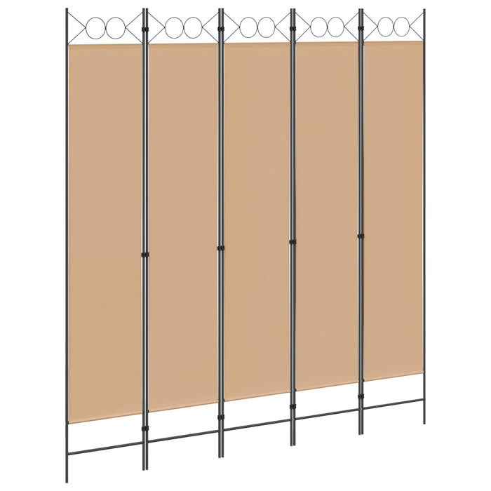 Separator de cameră cu 5 panouri Bej 200 x 220 cm Țesătură WALTI