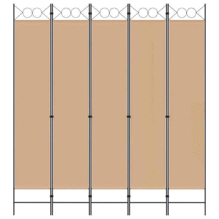 Separator de cameră cu 5 panouri Bej 200 x 220 cm Țesătură WALTI
