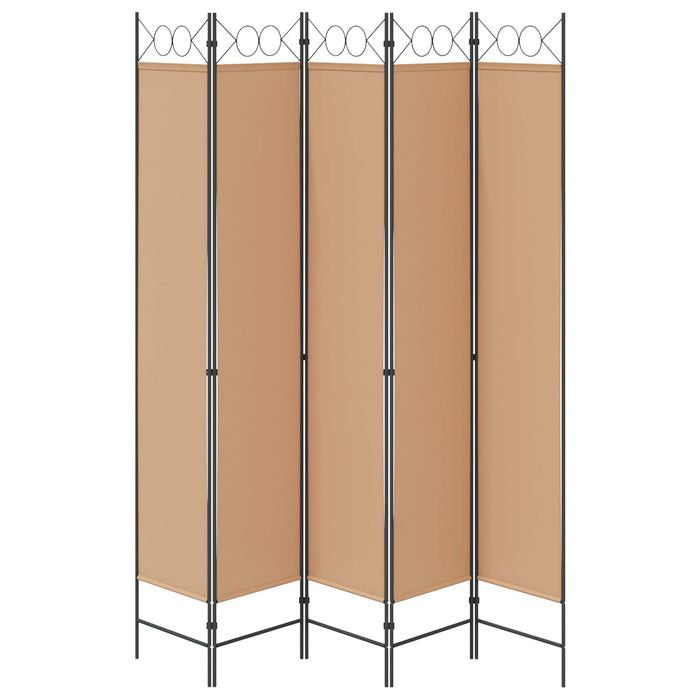 Separator de cameră cu 5 panouri Bej 200 x 220 cm Țesătură WALTI