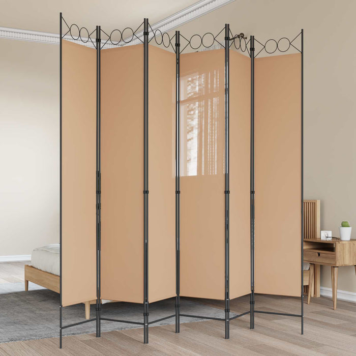 Paravan cu 6 panouri Bej 240 x 220 cm Țesătură WALTI