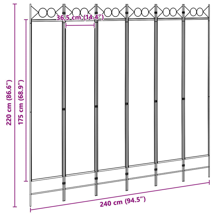 Paravan cu 6 panouri Bej 240 x 220 cm Țesătură WALTI