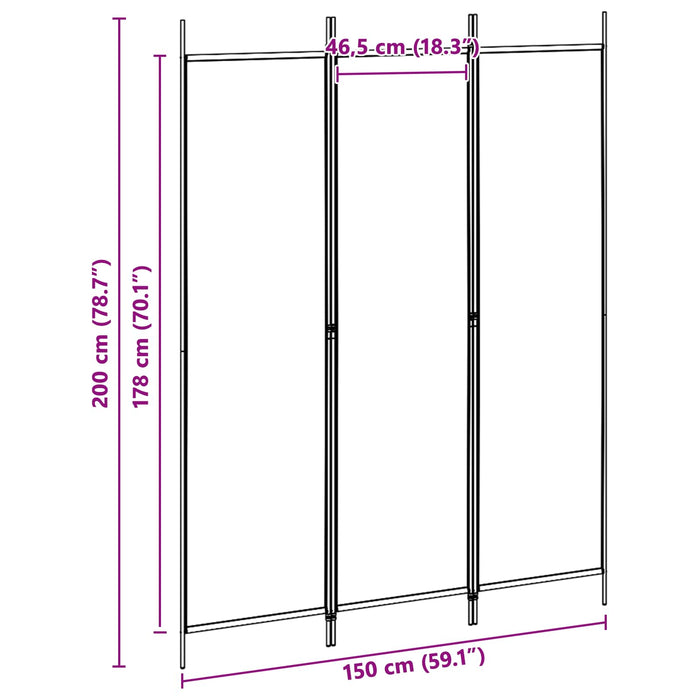 Paravan de camere cu 3 panouri Bej 150 x 200 cm Țesătură WALTI