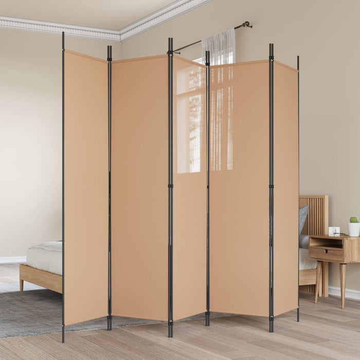 Separator de cameră cu 5 panouri Bej 250 x 200 cm Țesătură WALTI